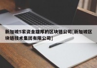 新加坡5家资金雄厚的区块链公司[新加坡区块链技术集团有限公司]