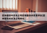 区块链技术巨头公司区块链技术开发评价[区块链技术开发公司排名]